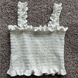 Reformation White Ruffle Top
